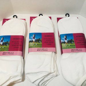 3 Pairs of White Ankle Socks Women Bundle NEW